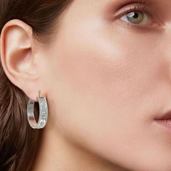 Elegant Silver Hoop Earrings - Picture 2 of 11